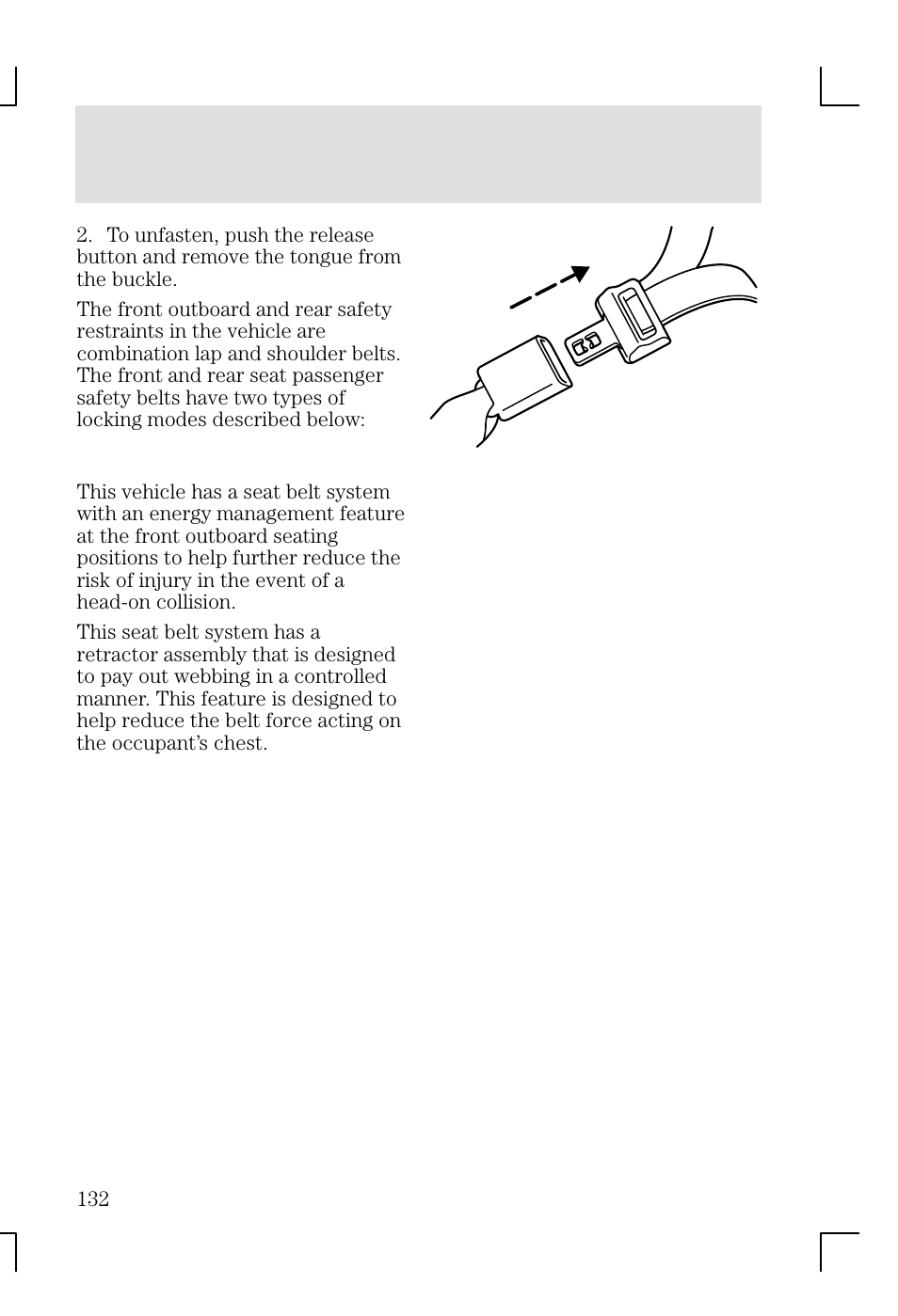 Seating and safety restraints | FORD 2002 Focus v.1 User Manual | Page 132 / 328