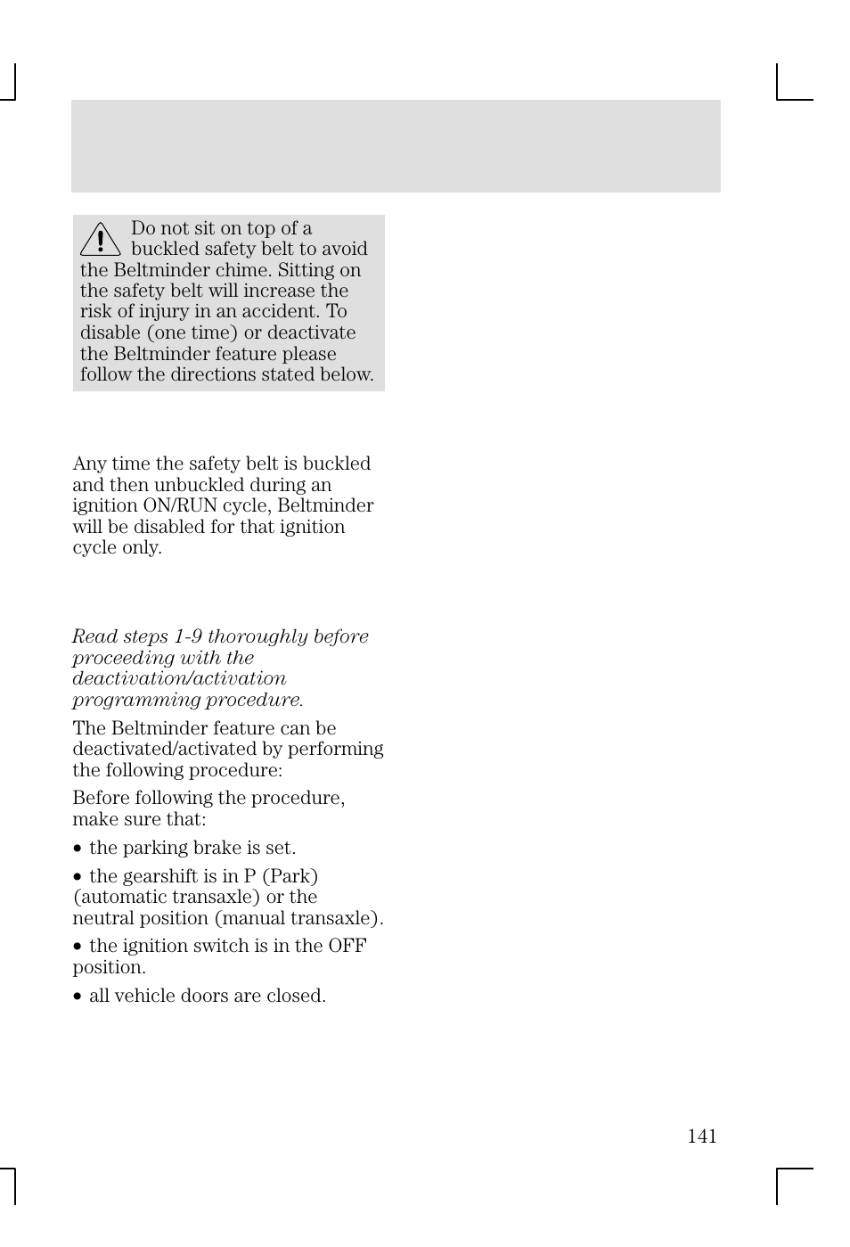 Seating and safety restraints | FORD 2002 Focus v.1 User Manual | Page 141 / 328