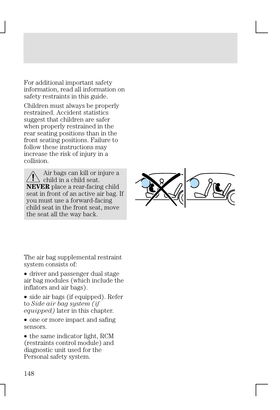 Seating and safety restraints | FORD 2002 Focus v.1 User Manual | Page 148 / 328