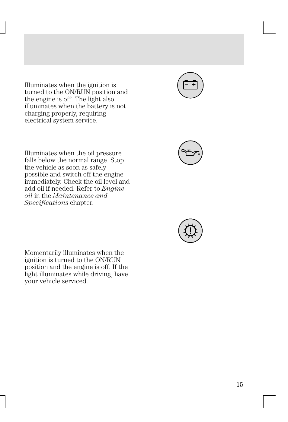 Instrument cluster | FORD 2002 Focus v.1 User Manual | Page 15 / 328