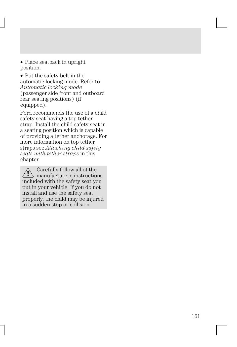 Seating and safety restraints | FORD 2002 Focus v.1 User Manual | Page 161 / 328
