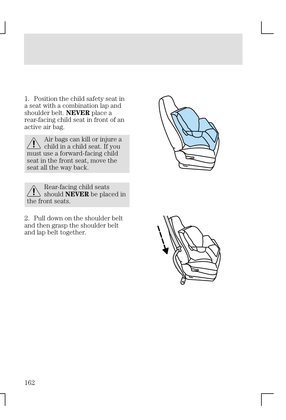 Seating and safety restraints | FORD 2002 Focus v.1 User Manual | Page 162 / 328