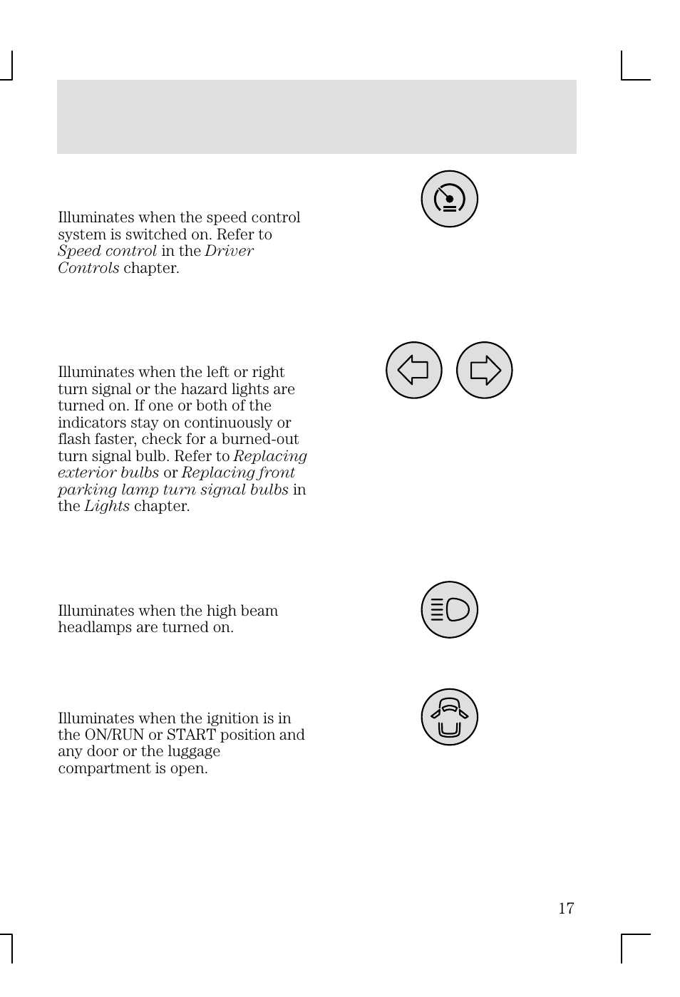 Instrument cluster | FORD 2002 Focus v.1 User Manual | Page 17 / 328