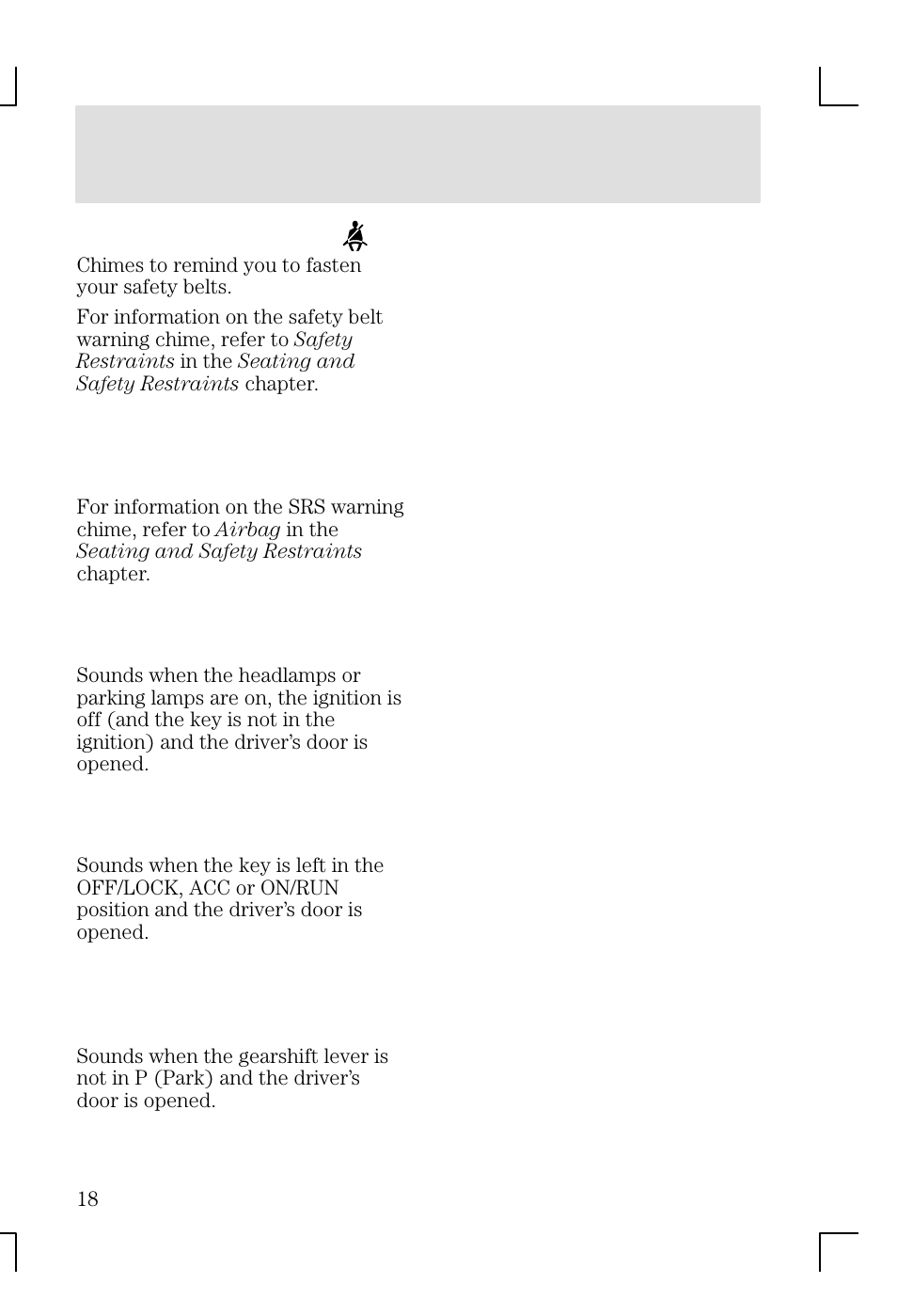 Instrument cluster | FORD 2002 Focus v.1 User Manual | Page 18 / 328