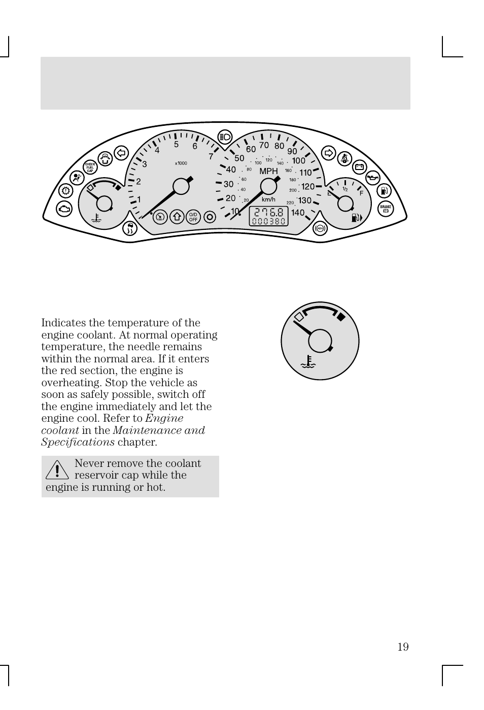 Instrument cluster | FORD 2002 Focus v.1 User Manual | Page 19 / 328