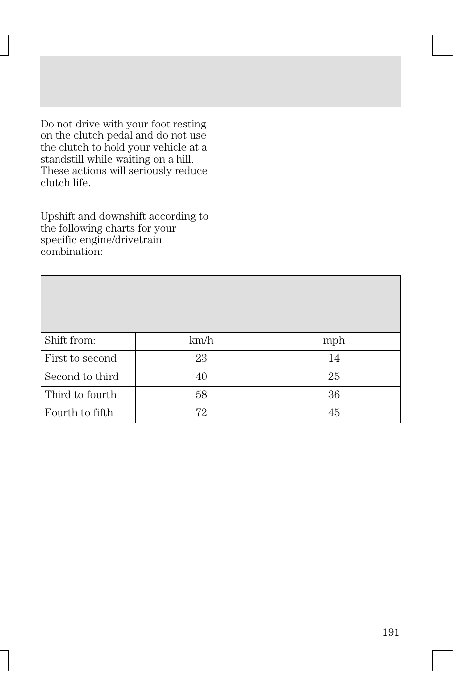 Driving | FORD 2002 Focus v.1 User Manual | Page 191 / 328