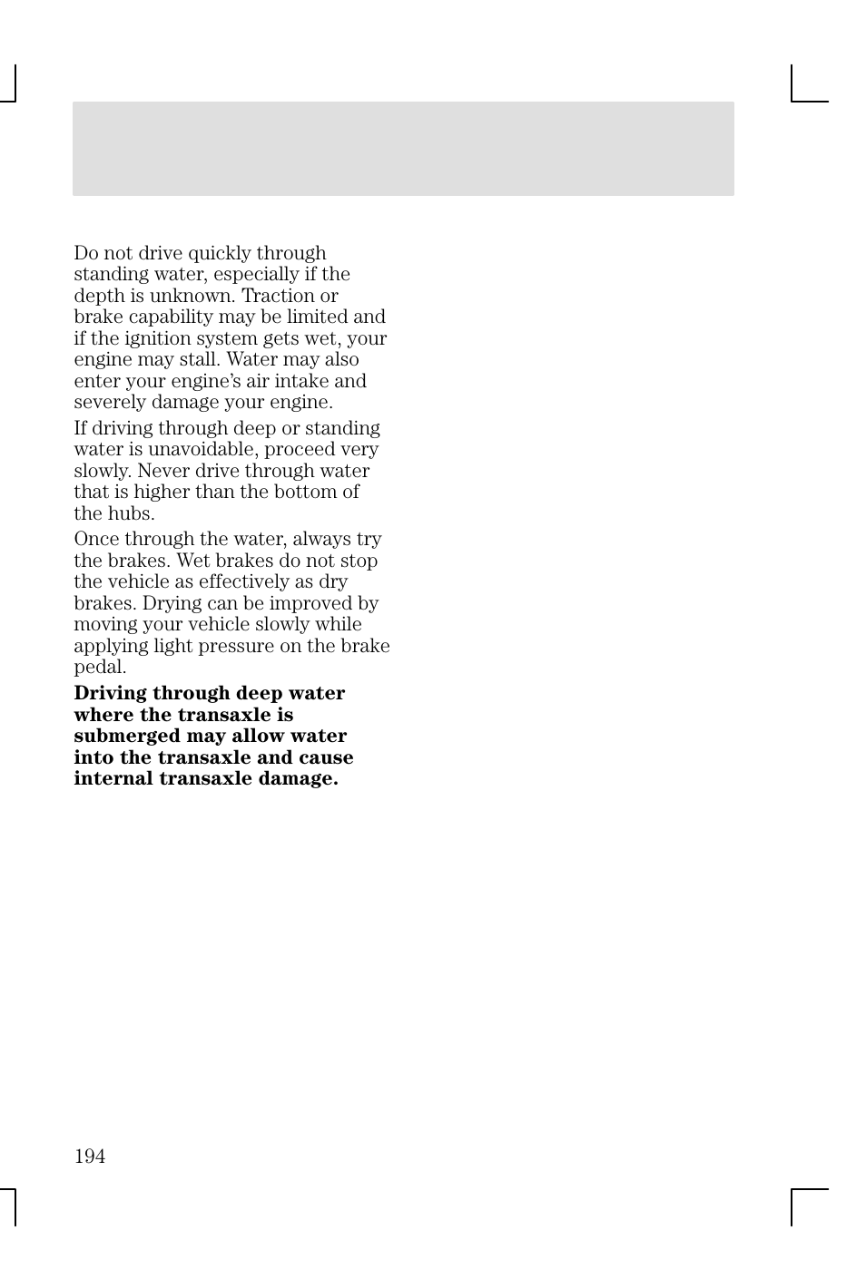 Driving | FORD 2002 Focus v.1 User Manual | Page 194 / 328