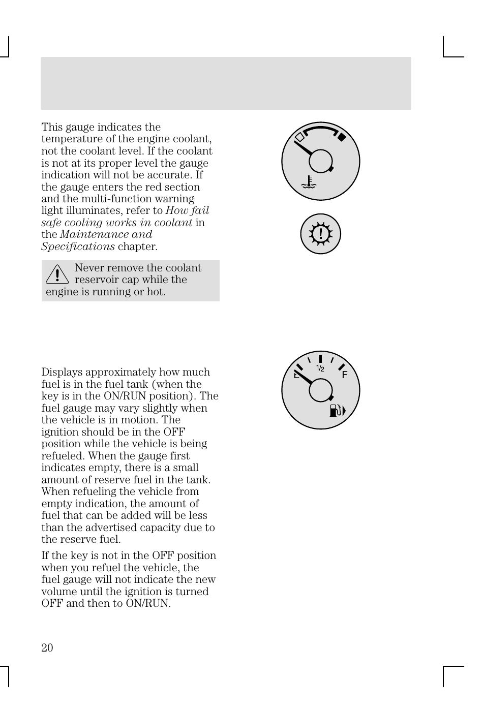 Instrument cluster | FORD 2002 Focus v.1 User Manual | Page 20 / 328