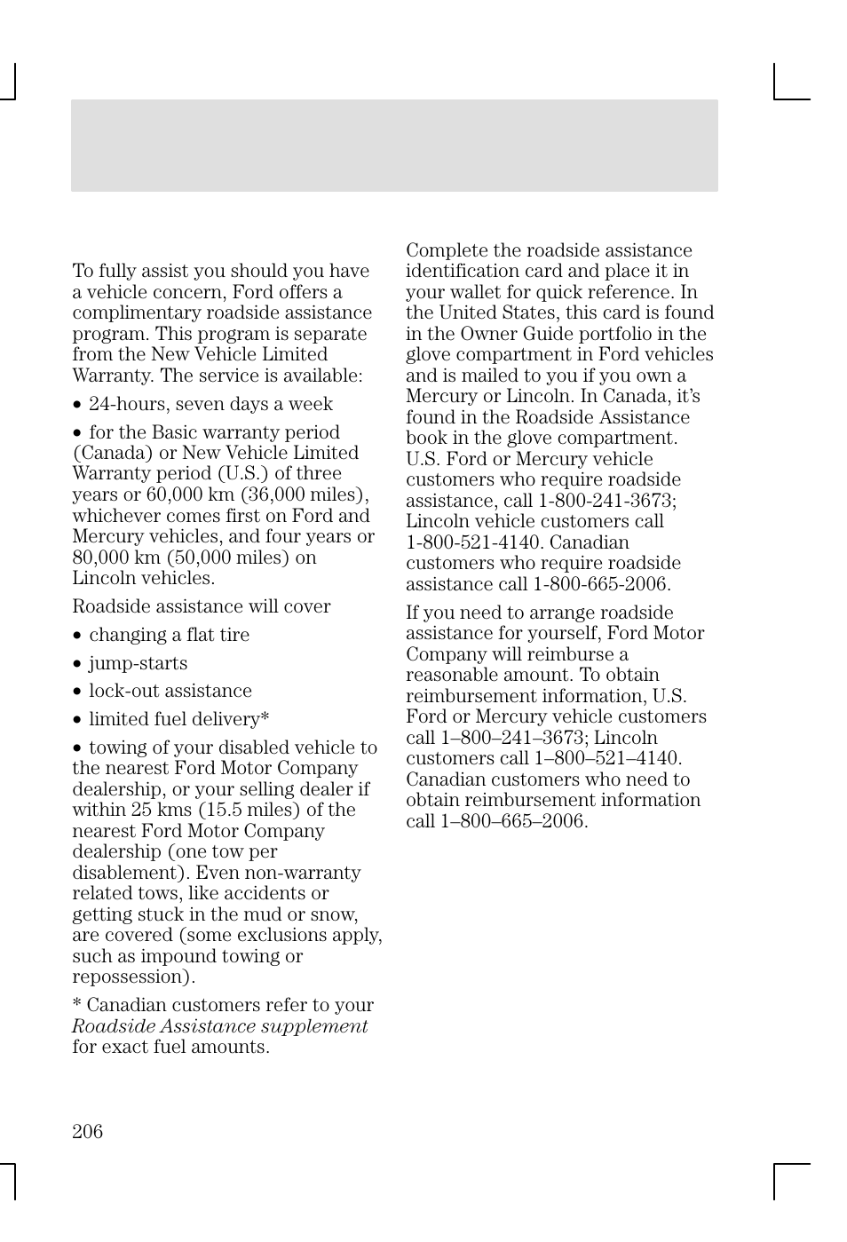 Roadside emergencies | FORD 2002 Focus v.1 User Manual | Page 206 / 328