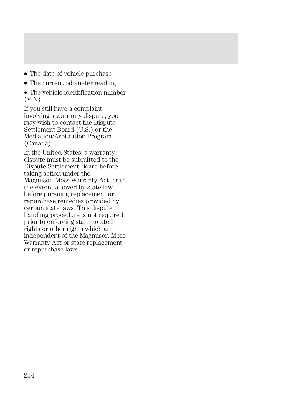 Customer assistance | FORD 2002 Focus v.1 User Manual | Page 234 / 328