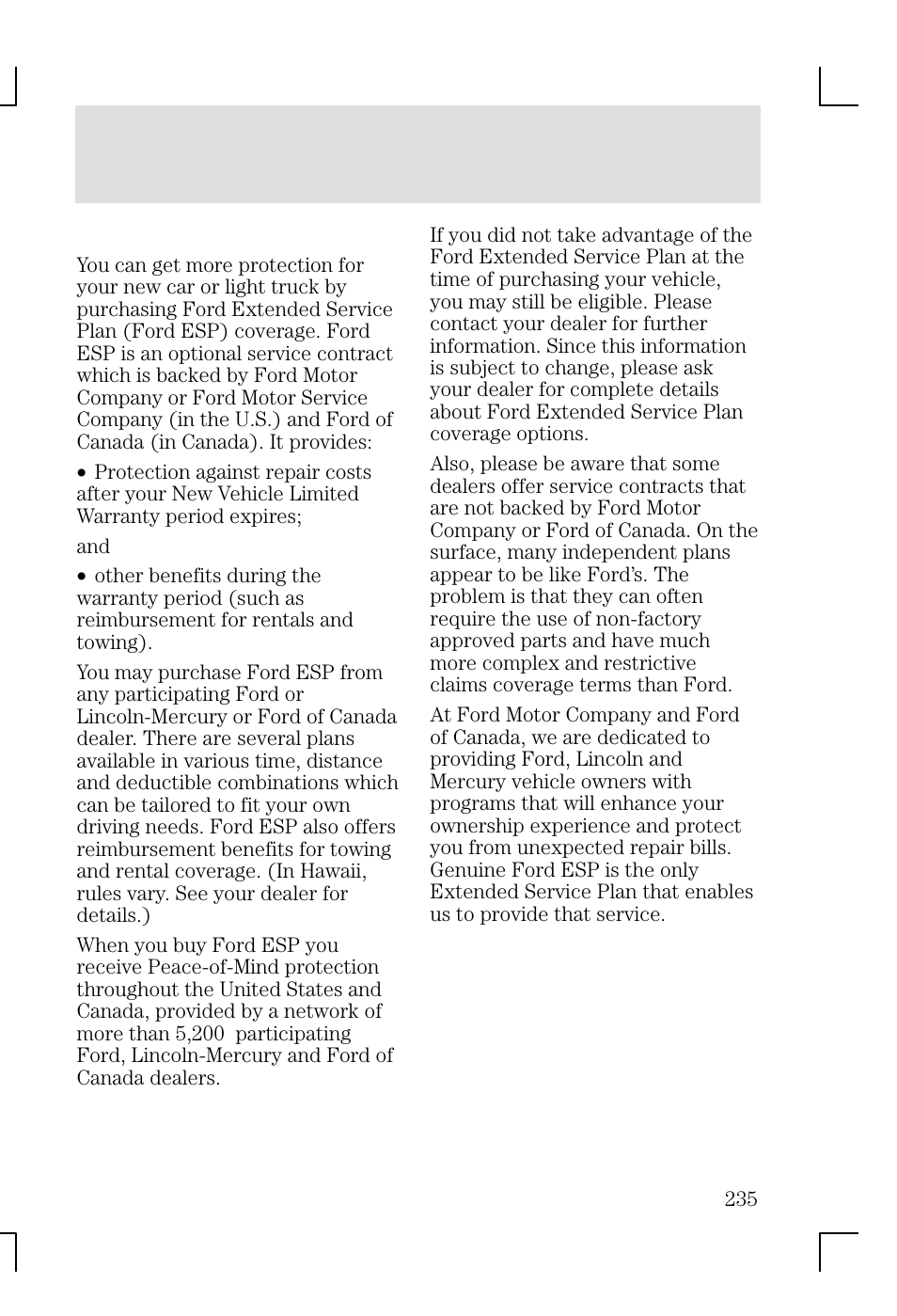 Customer assistance | FORD 2002 Focus v.1 User Manual | Page 235 / 328