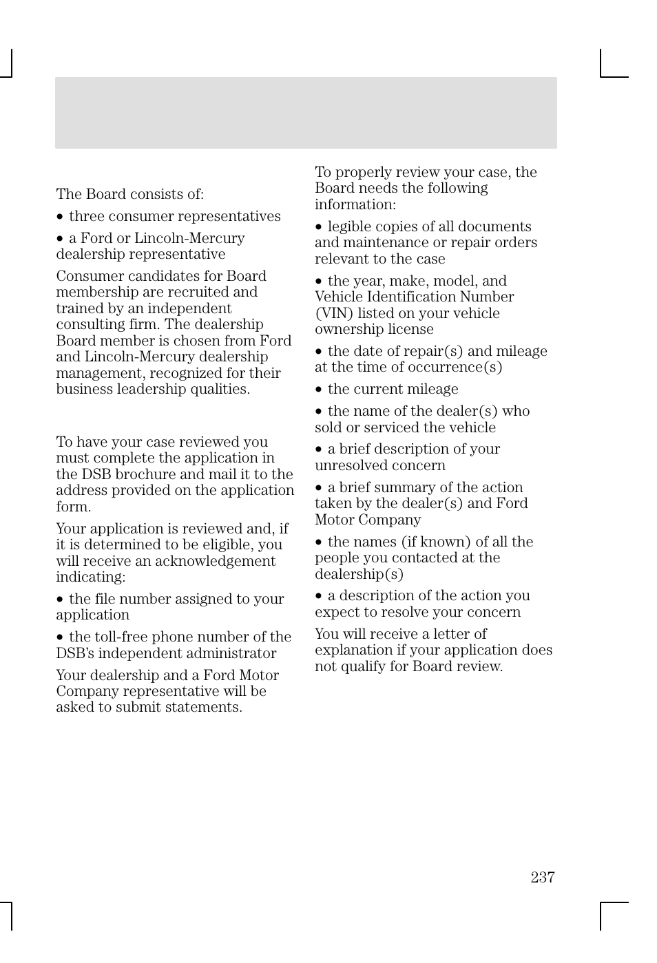 Customer assistance | FORD 2002 Focus v.1 User Manual | Page 237 / 328