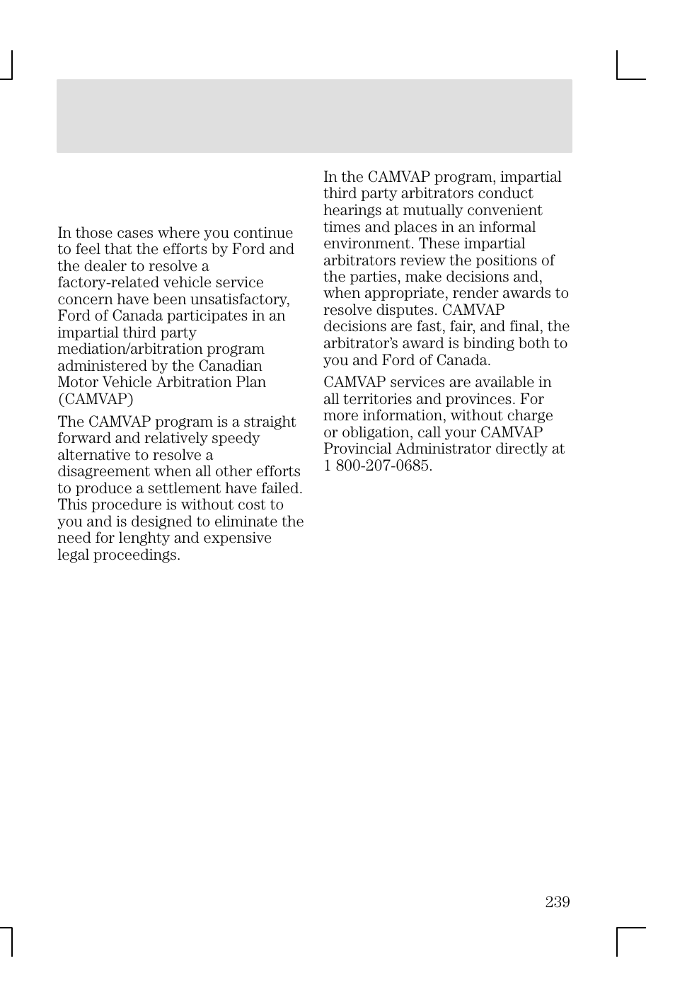 Customer assistance | FORD 2002 Focus v.1 User Manual | Page 239 / 328