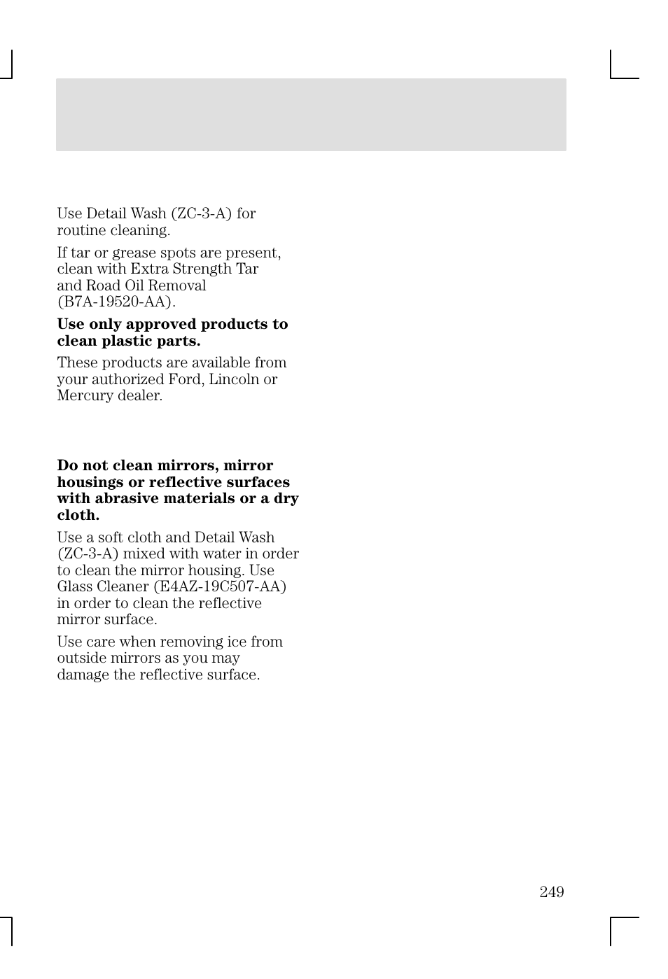 Cleaning | FORD 2002 Focus v.1 User Manual | Page 249 / 328
