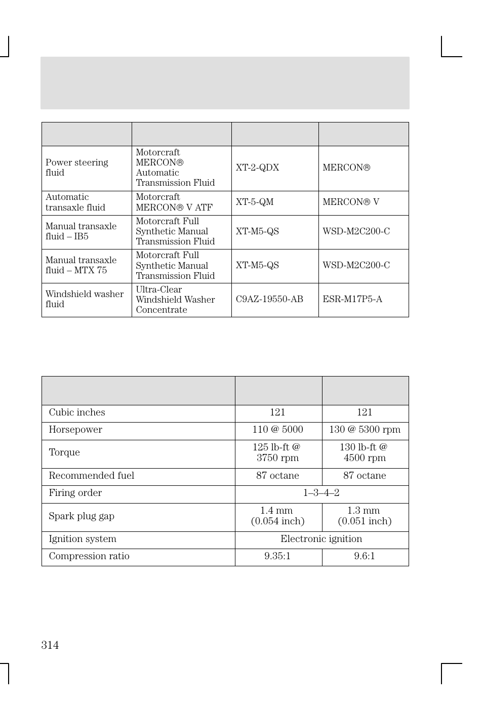 Maintenance and specifications | FORD 2002 Focus v.1 User Manual | Page 314 / 328