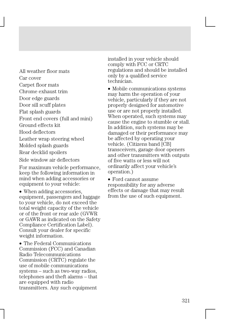Accessories | FORD 2002 Focus v.1 User Manual | Page 321 / 328