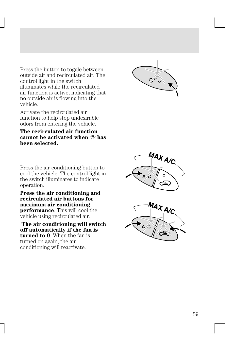 Climate controls | FORD 2002 Focus v.1 User Manual | Page 59 / 328