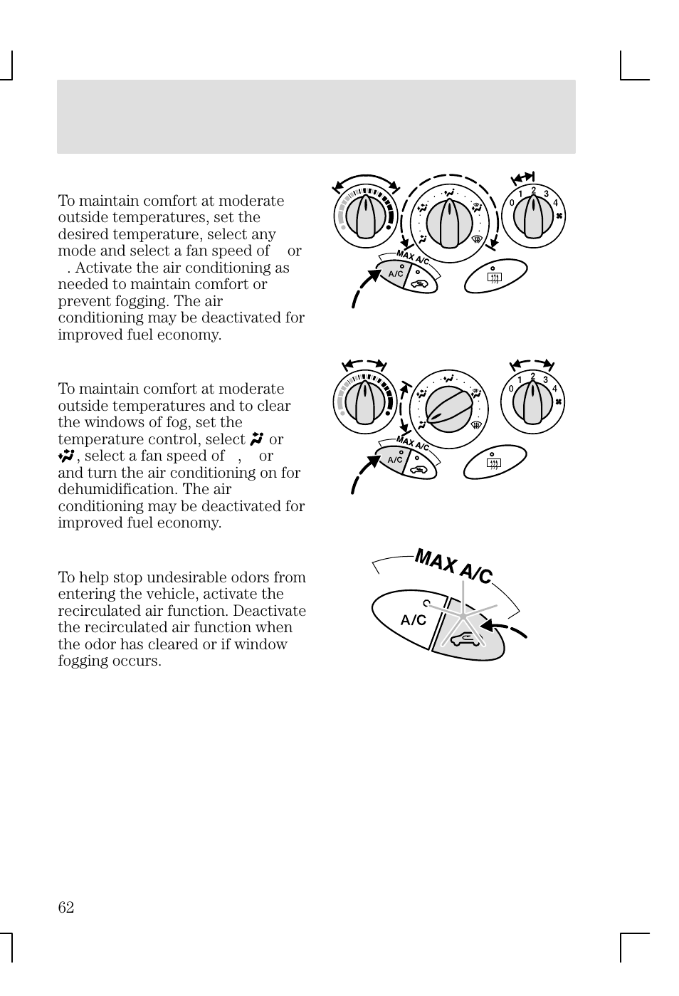 Climate controls | FORD 2002 Focus v.1 User Manual | Page 62 / 328