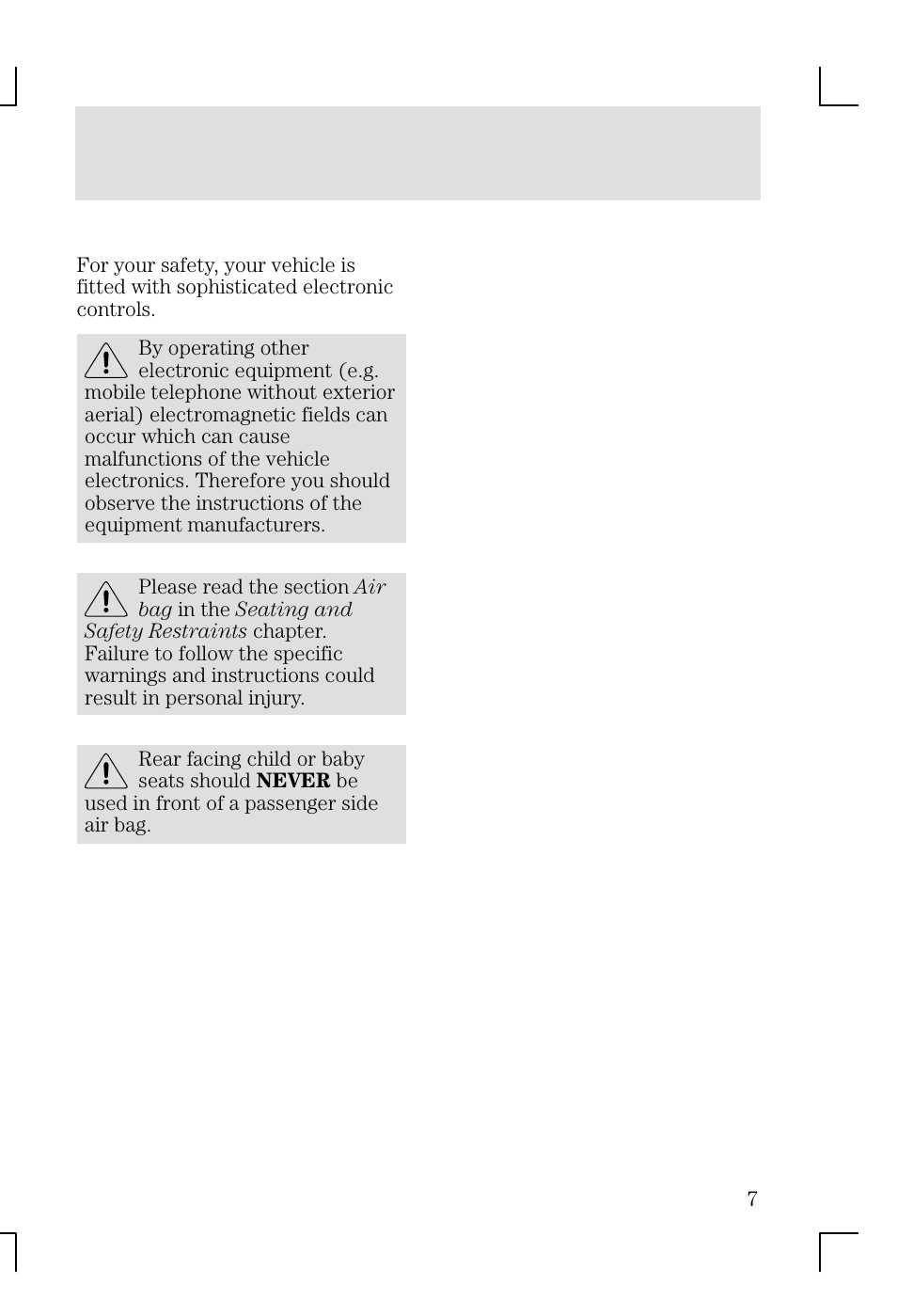 Introduction | FORD 2002 Focus v.1 User Manual | Page 7 / 328