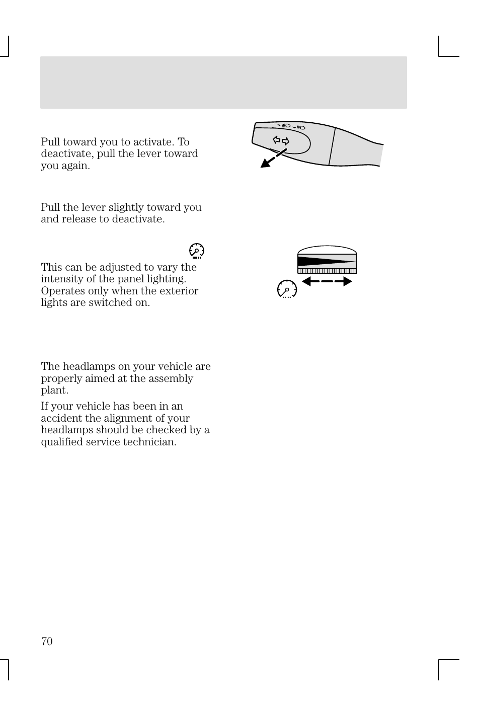 Lights | FORD 2002 Focus v.1 User Manual | Page 70 / 328