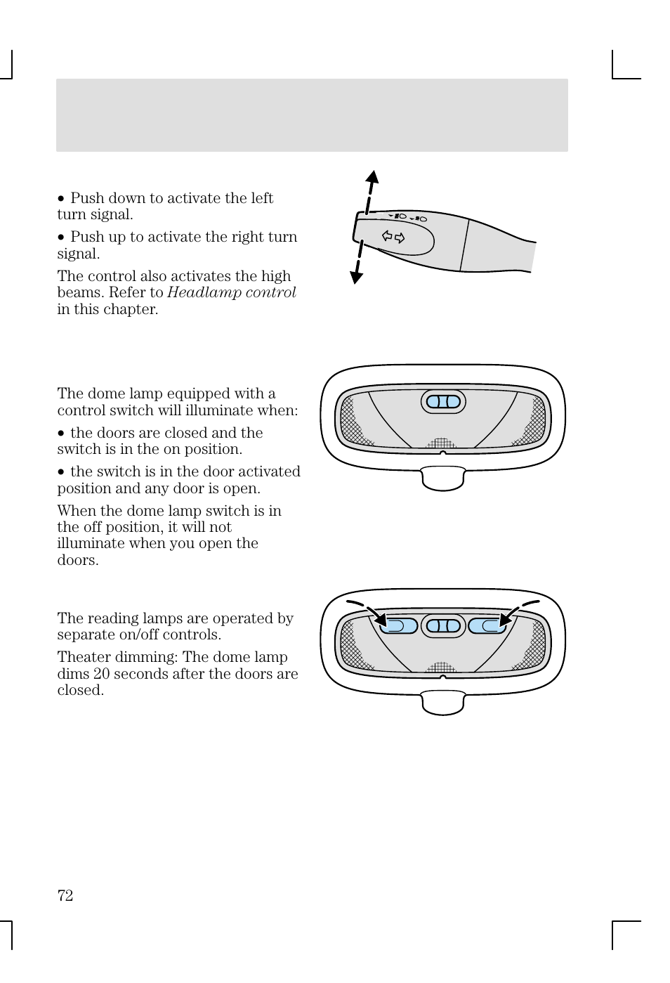 Lights | FORD 2002 Focus v.1 User Manual | Page 72 / 328