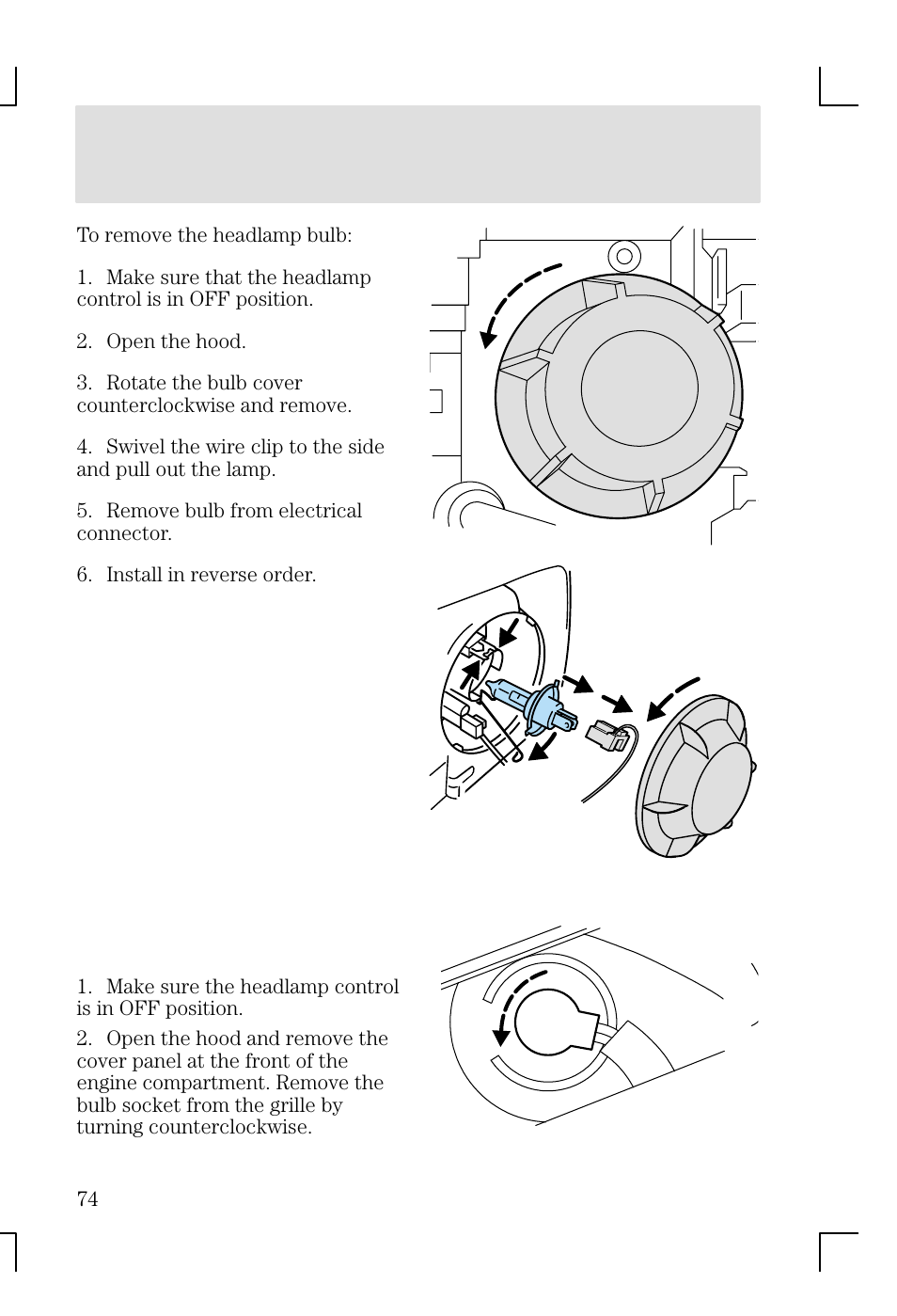 Lights | FORD 2002 Focus v.1 User Manual | Page 74 / 328