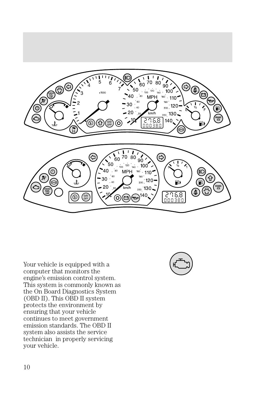 Instrument cluster | FORD 2002 Focus v.2 User Manual | Page 10 / 336