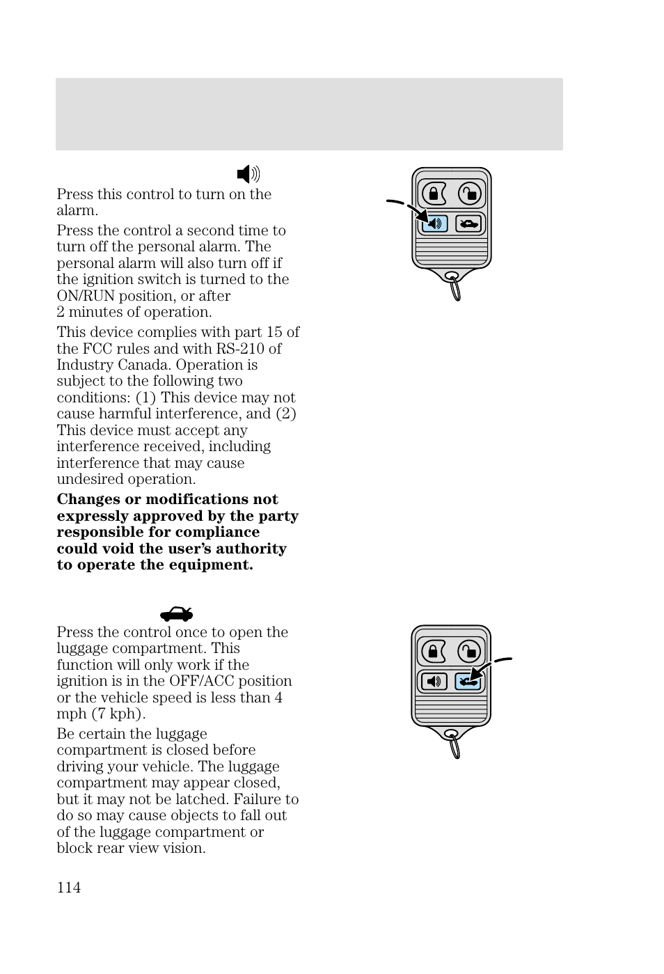 Locks and security | FORD 2002 Focus v.2 User Manual | Page 114 / 336