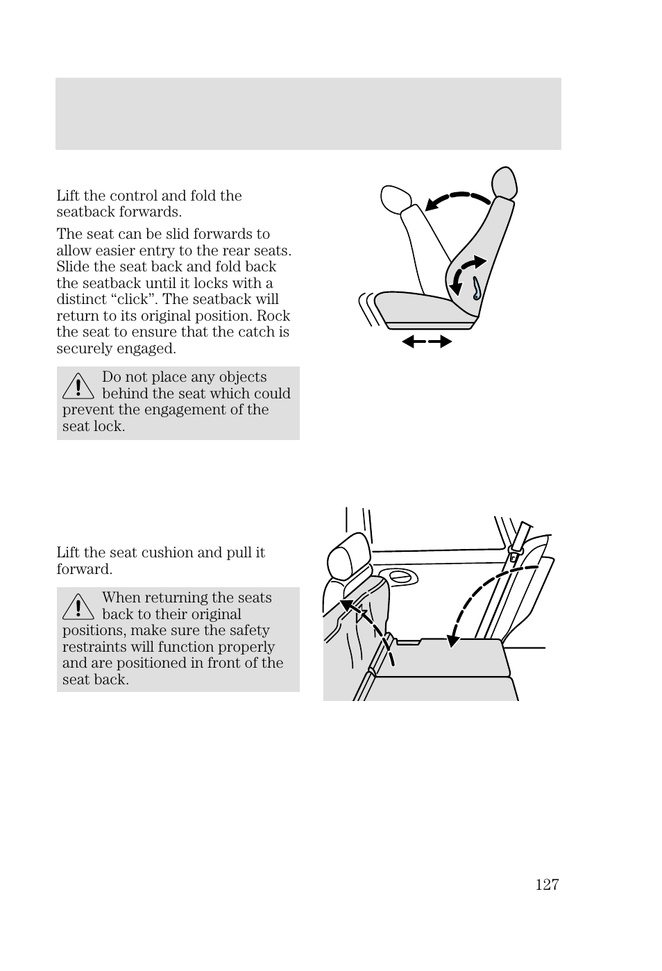 Seating and safety restraints | FORD 2002 Focus v.2 User Manual | Page 127 / 336