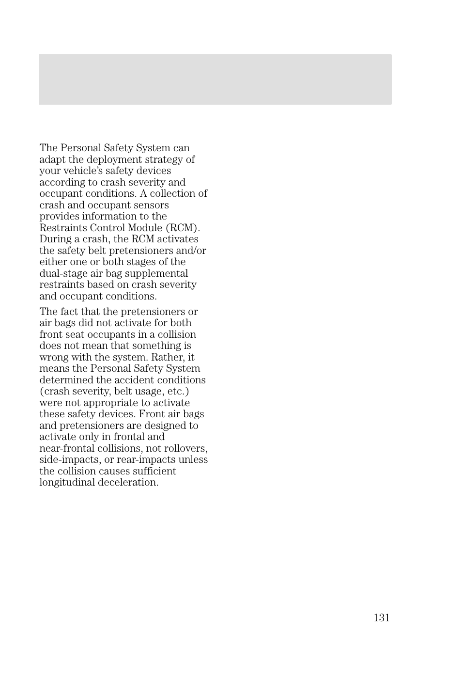 Seating and safety restraints | FORD 2002 Focus v.2 User Manual | Page 131 / 336