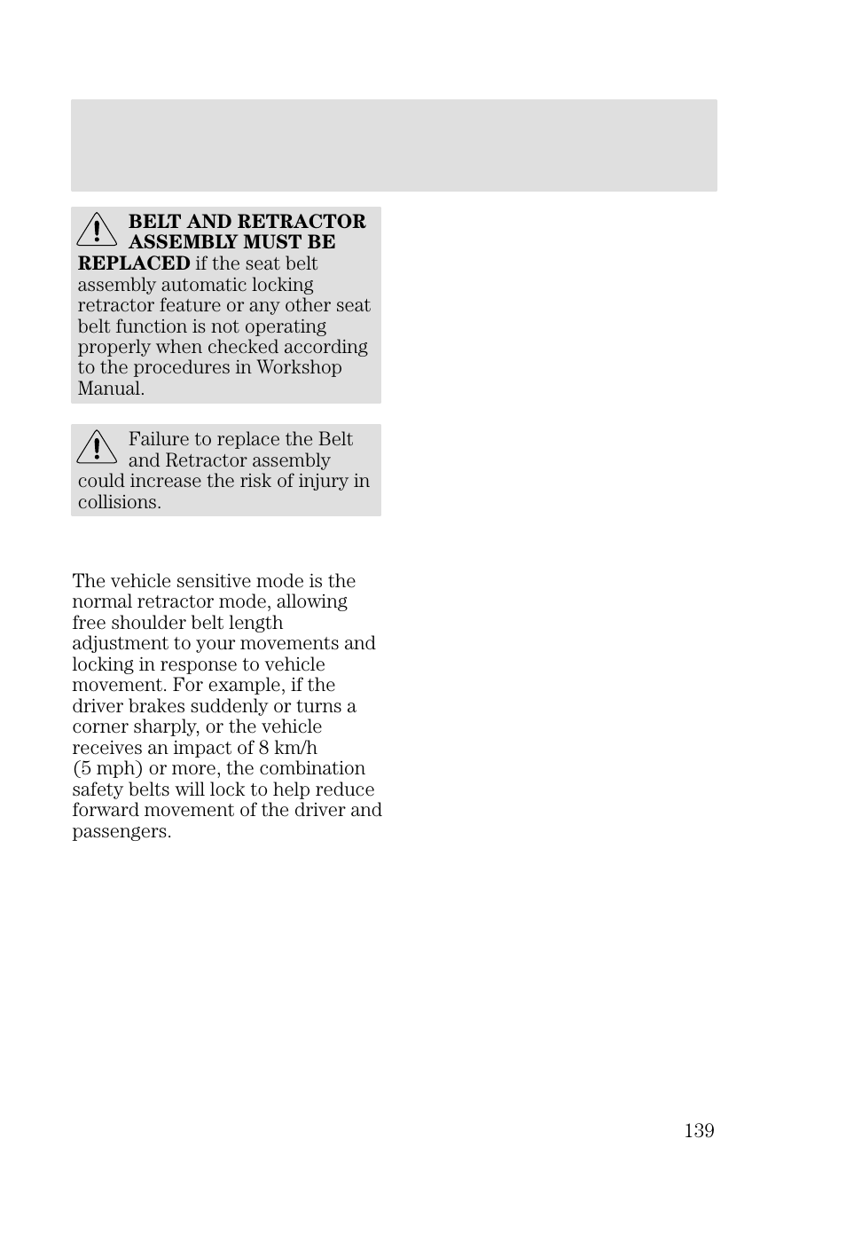Seating and safety restraints | FORD 2002 Focus v.2 User Manual | Page 139 / 336