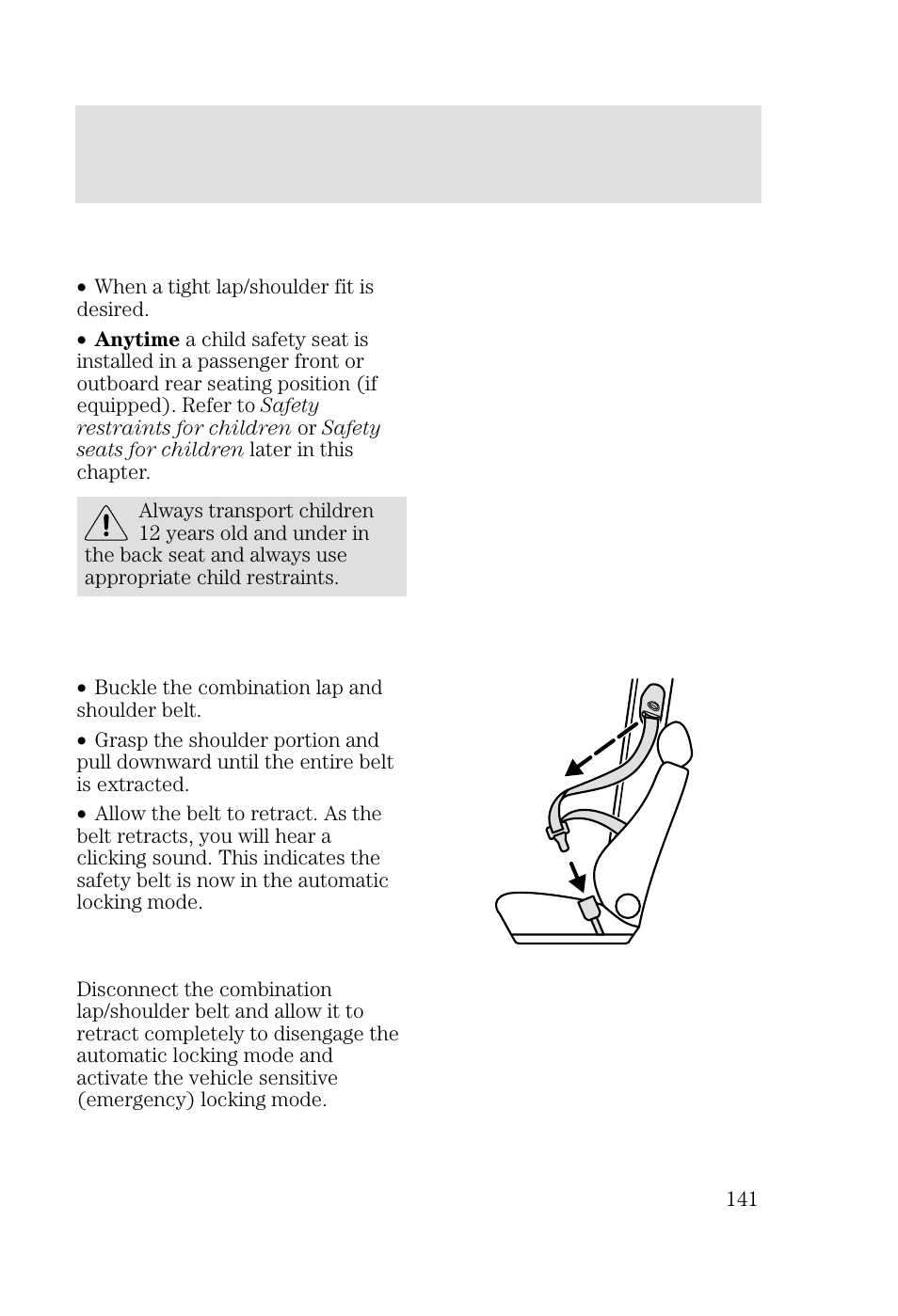 Seating and safety restraints | FORD 2002 Focus v.2 User Manual | Page 141 / 336