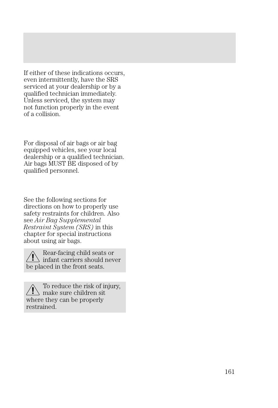 Seating and safety restraints | FORD 2002 Focus v.2 User Manual | Page 161 / 336