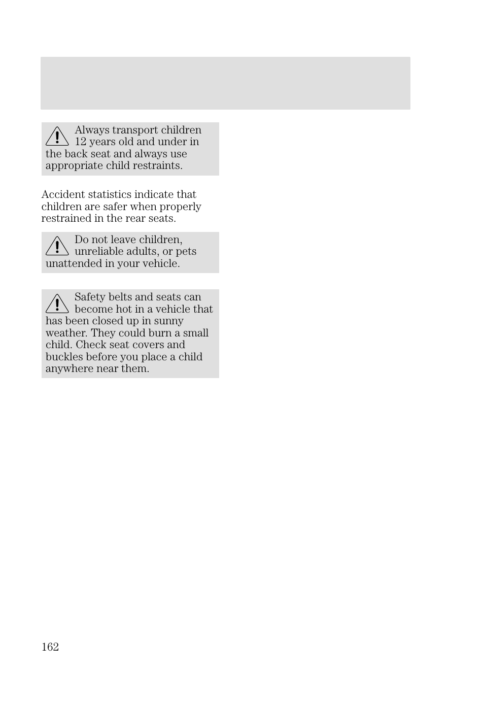 Seating and safety restraints | FORD 2002 Focus v.2 User Manual | Page 162 / 336