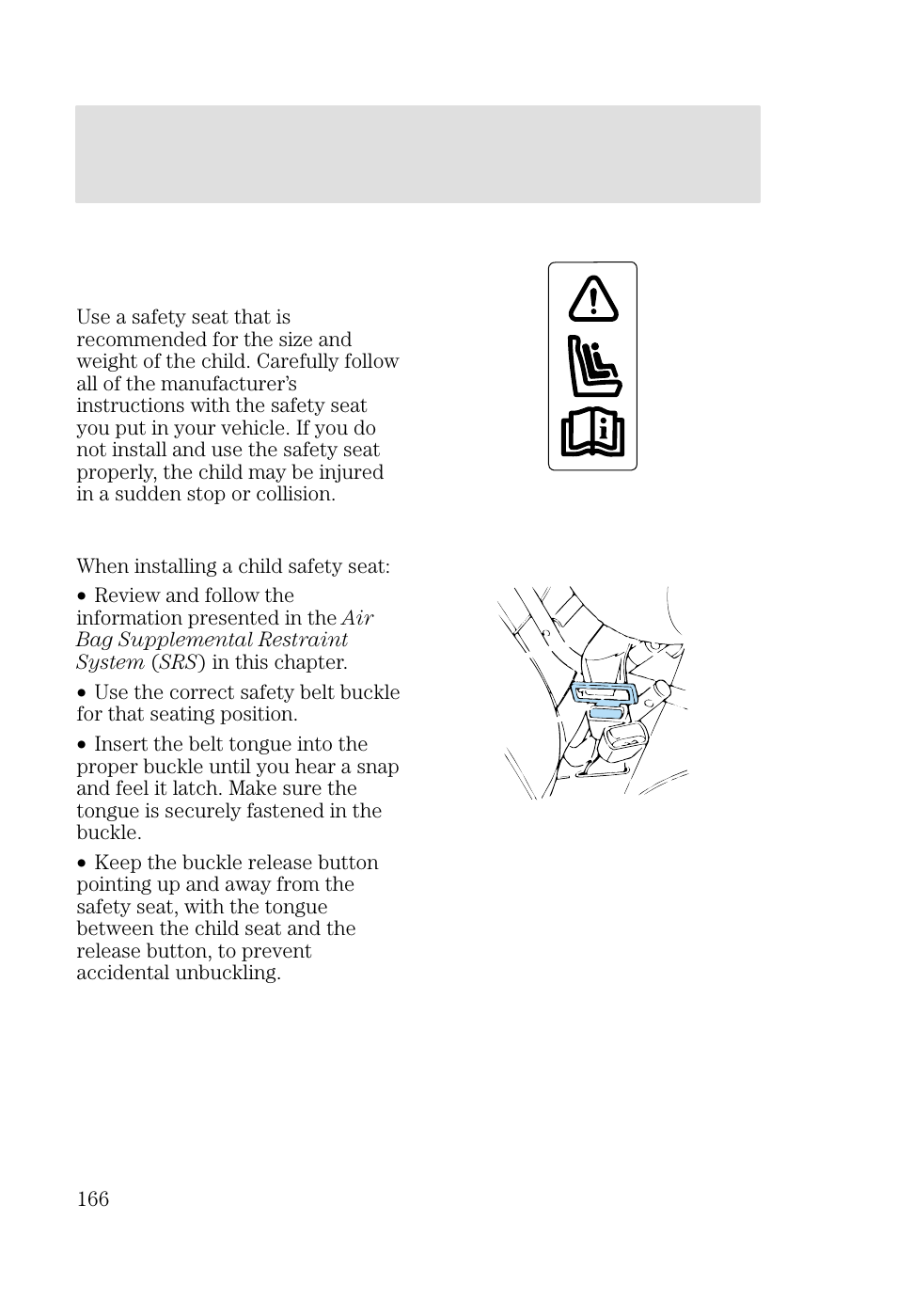 Seating and safety restraints | FORD 2002 Focus v.2 User Manual | Page 166 / 336