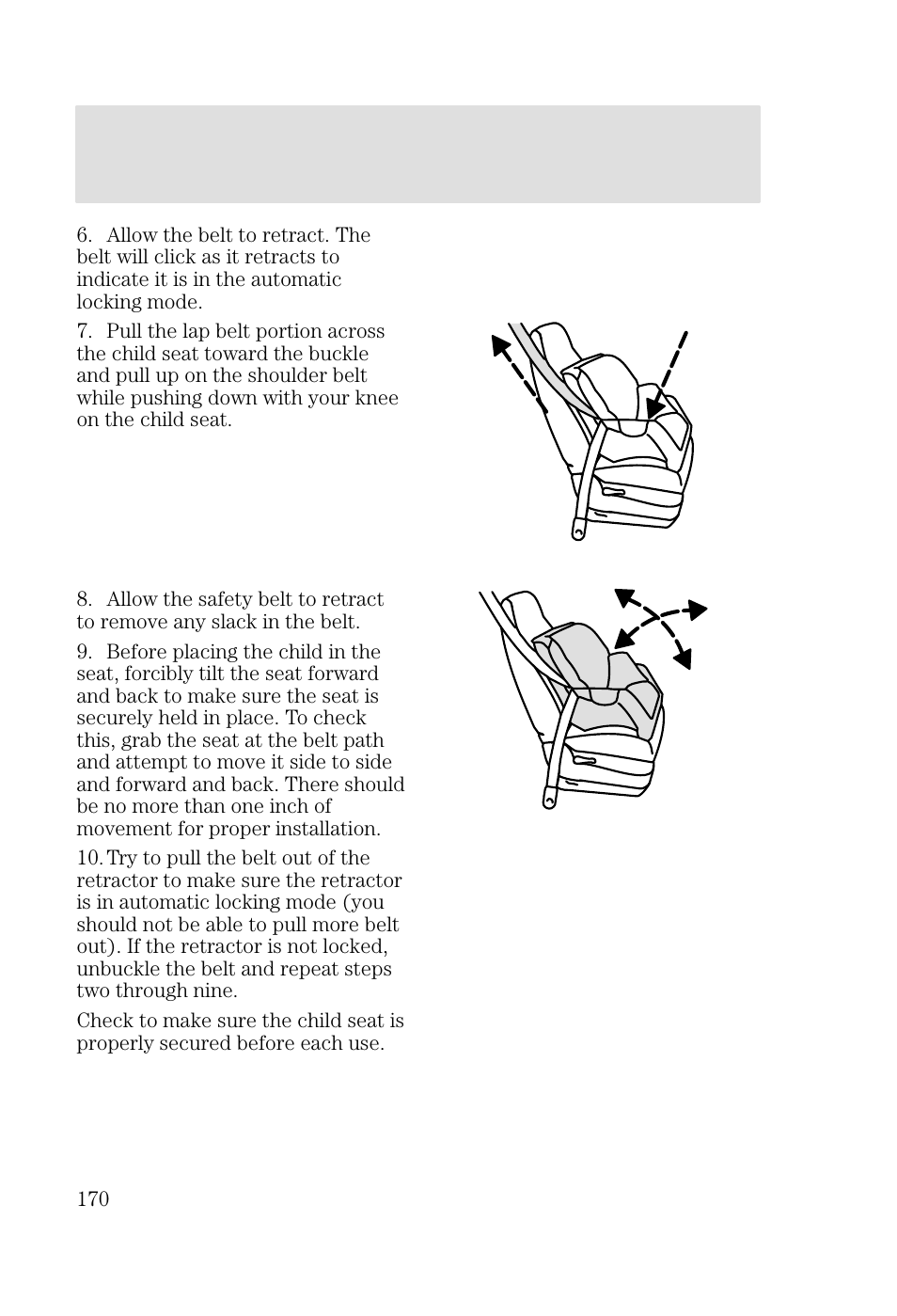Seating and safety restraints | FORD 2002 Focus v.2 User Manual | Page 170 / 336