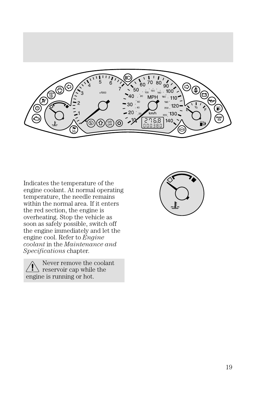 Instrument cluster | FORD 2002 Focus v.2 User Manual | Page 19 / 336