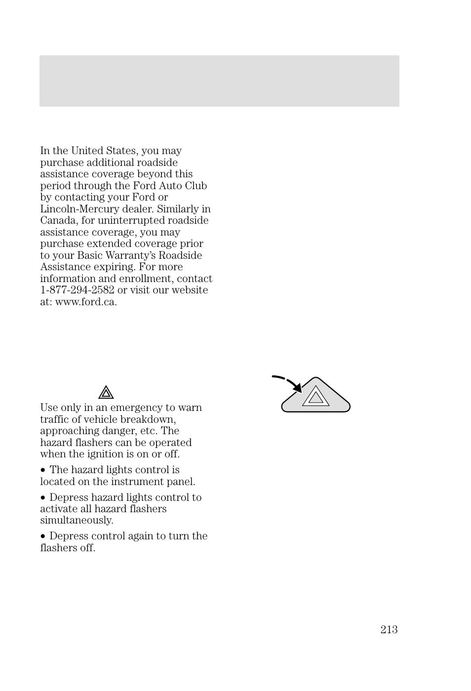 Roadside emergencies | FORD 2002 Focus v.2 User Manual | Page 213 / 336