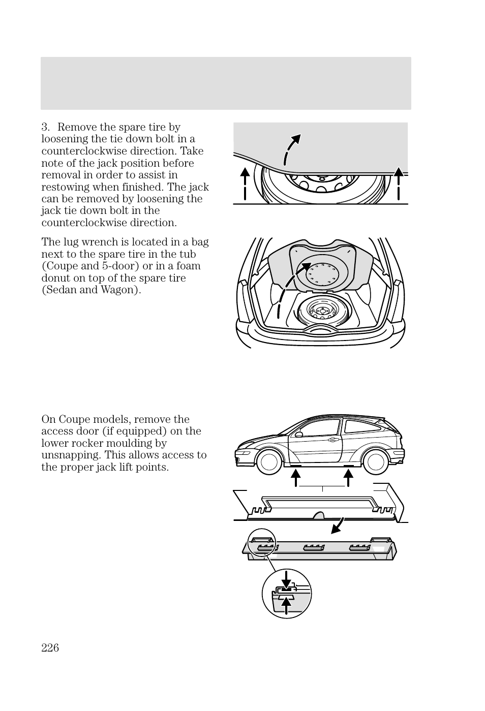 Roadside emergencies | FORD 2002 Focus v.2 User Manual | Page 226 / 336