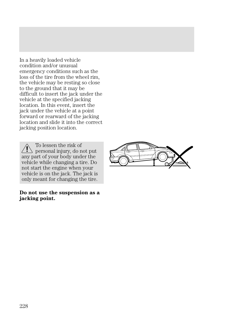 Roadside emergencies | FORD 2002 Focus v.2 User Manual | Page 228 / 336