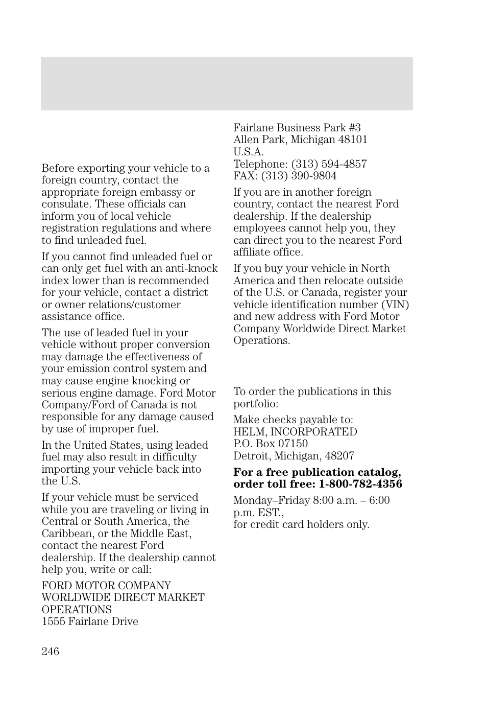 Customer assistance | FORD 2002 Focus v.2 User Manual | Page 246 / 336