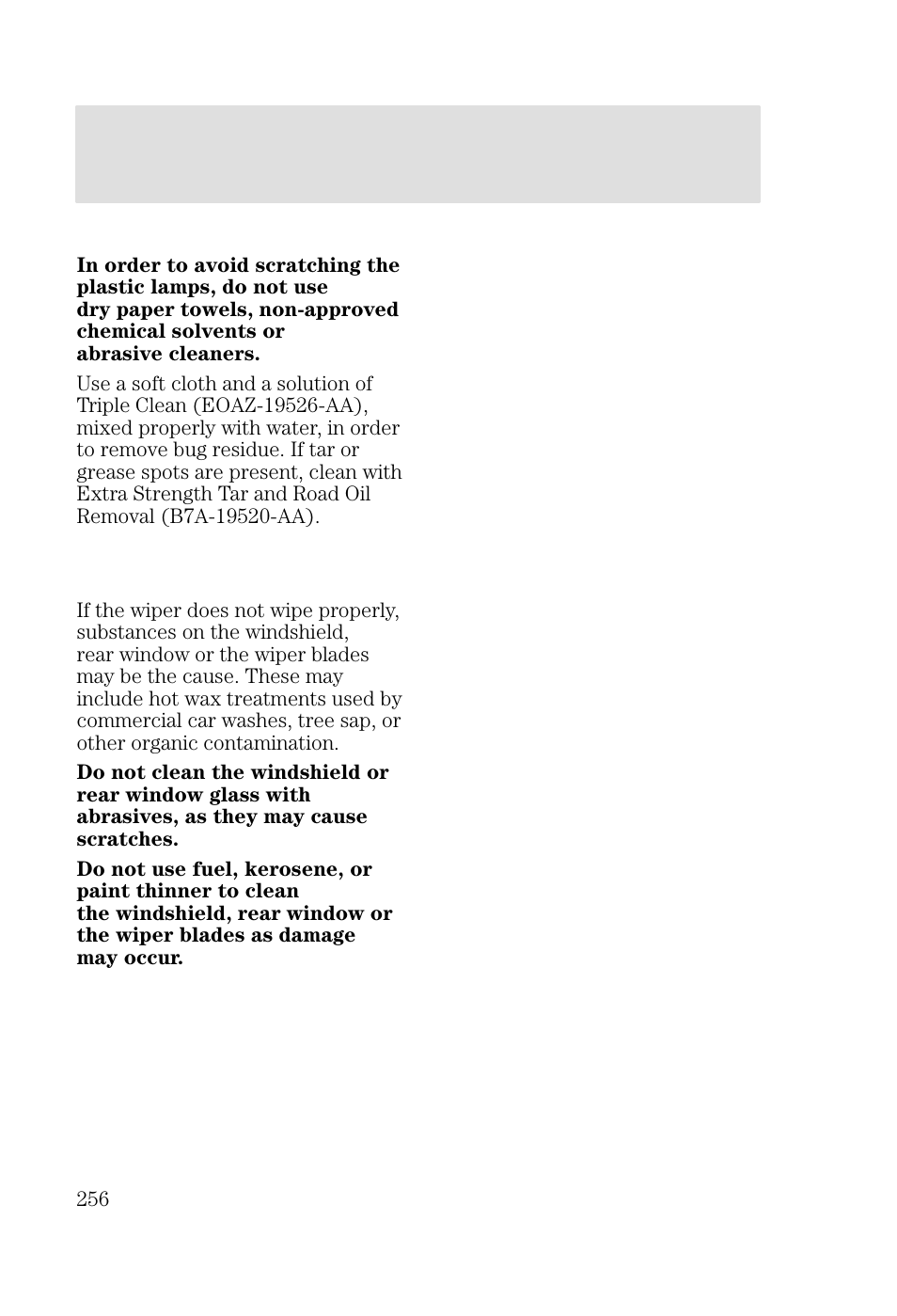 Cleaning | FORD 2002 Focus v.2 User Manual | Page 256 / 336
