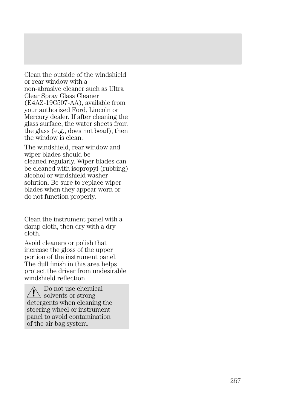 Cleaning | FORD 2002 Focus v.2 User Manual | Page 257 / 336