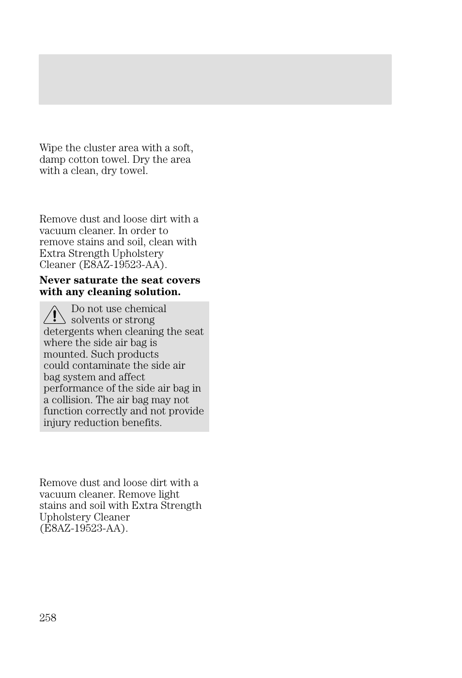 Cleaning | FORD 2002 Focus v.2 User Manual | Page 258 / 336