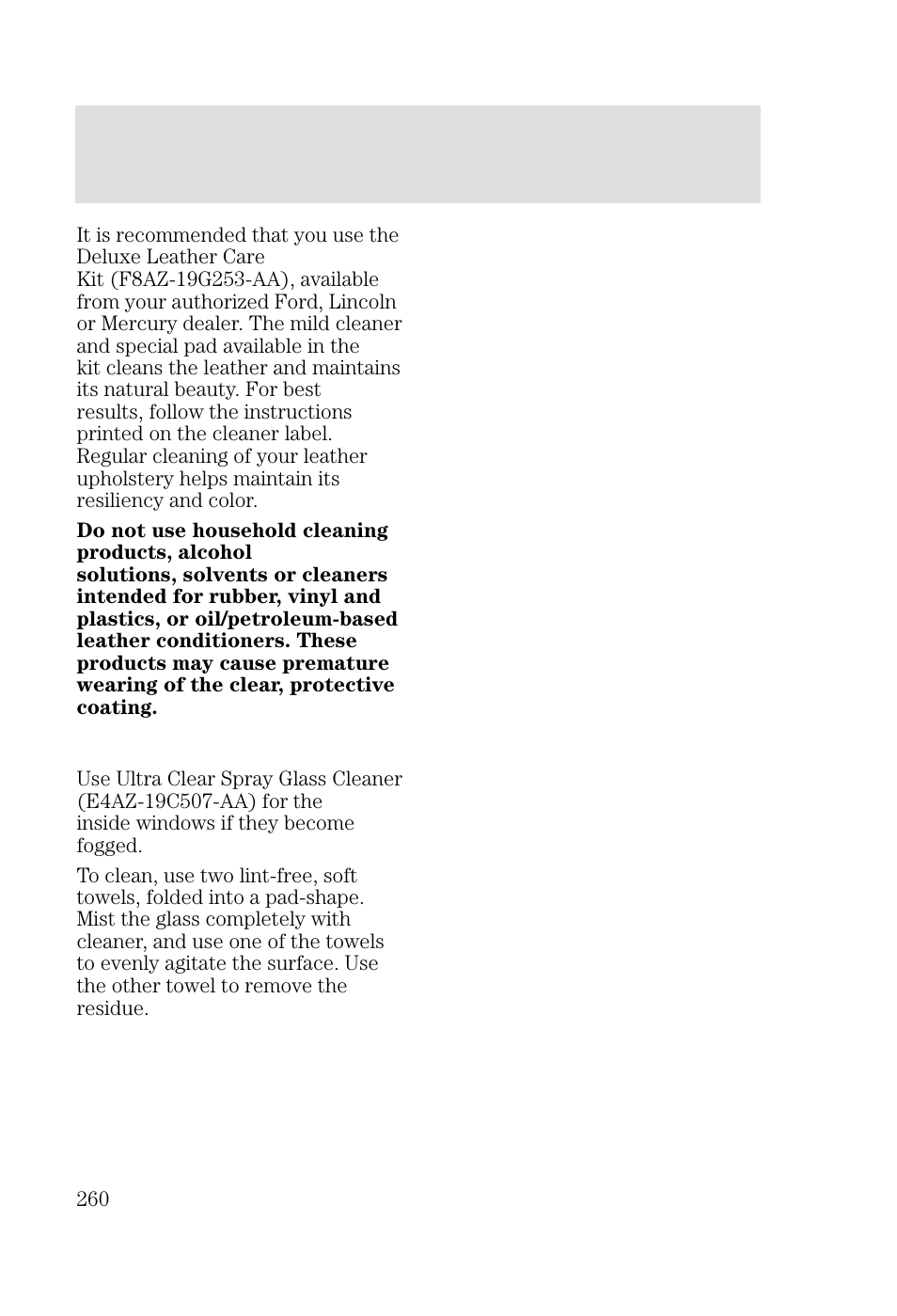 Cleaning | FORD 2002 Focus v.2 User Manual | Page 260 / 336