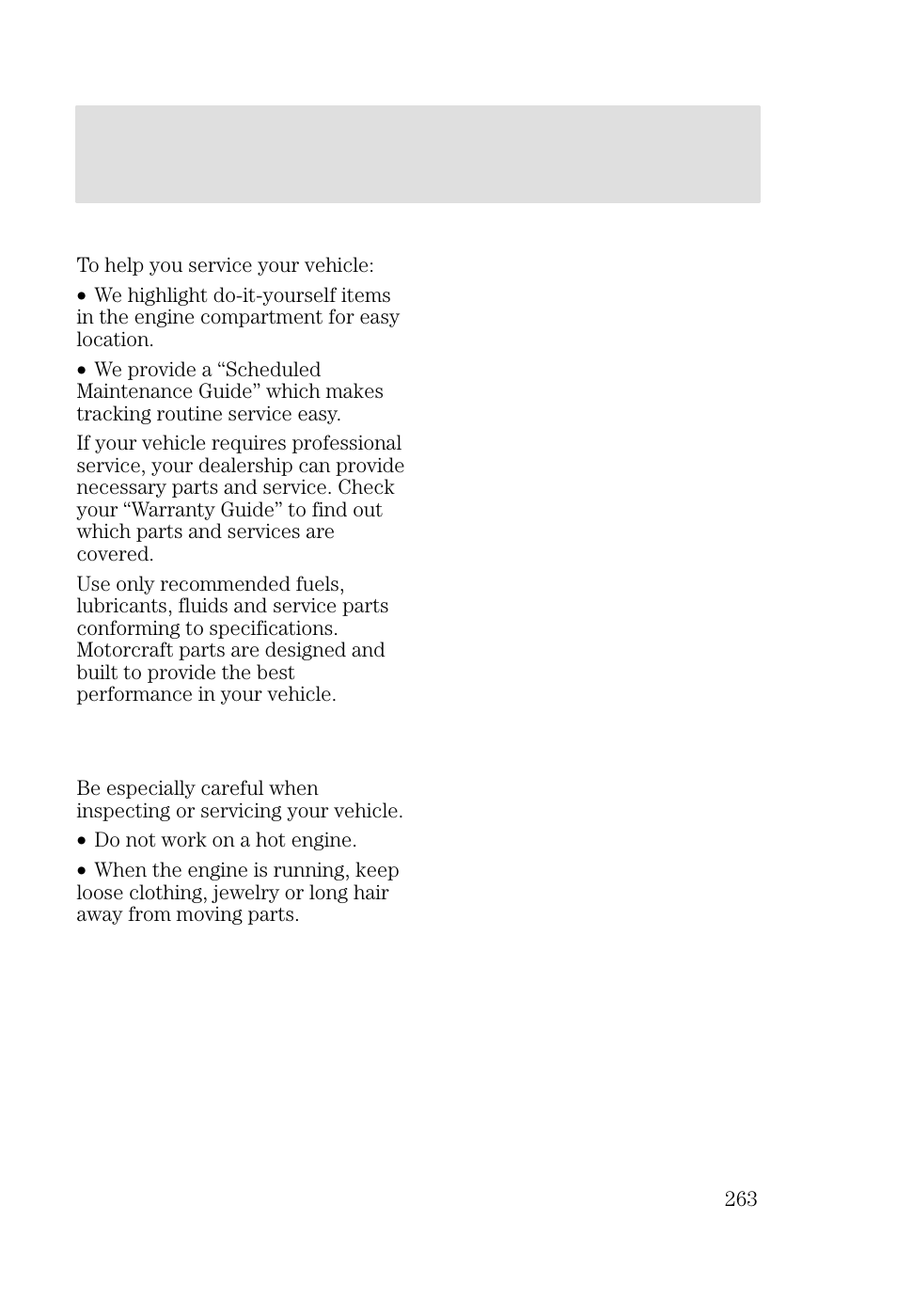 Maintenance and specifications | FORD 2002 Focus v.2 User Manual | Page 263 / 336