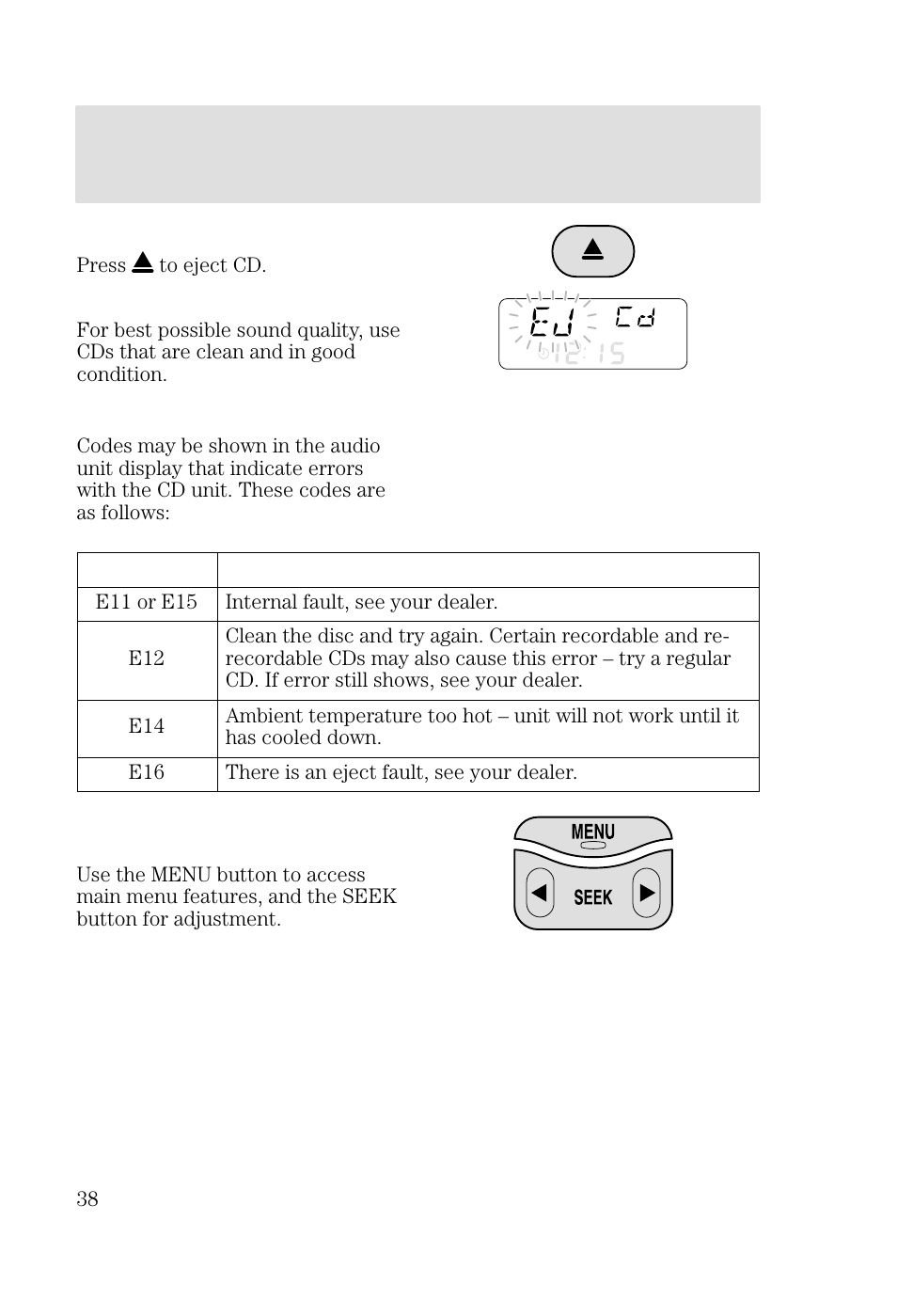 Entertainment systems | FORD 2002 Focus v.2 User Manual | Page 38 / 336