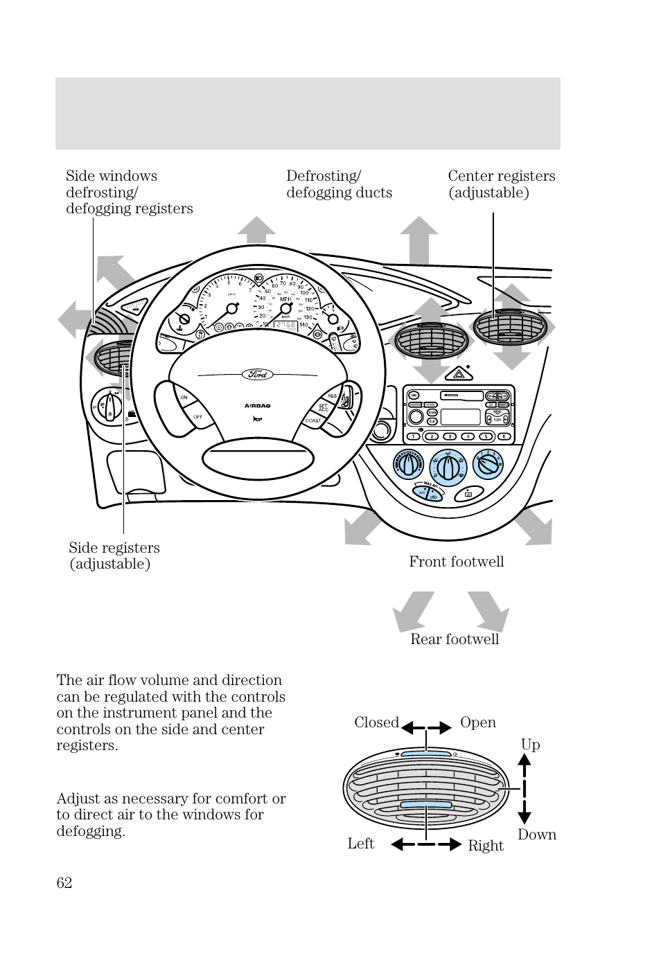 Climate controls | FORD 2002 Focus v.2 User Manual | Page 62 / 336