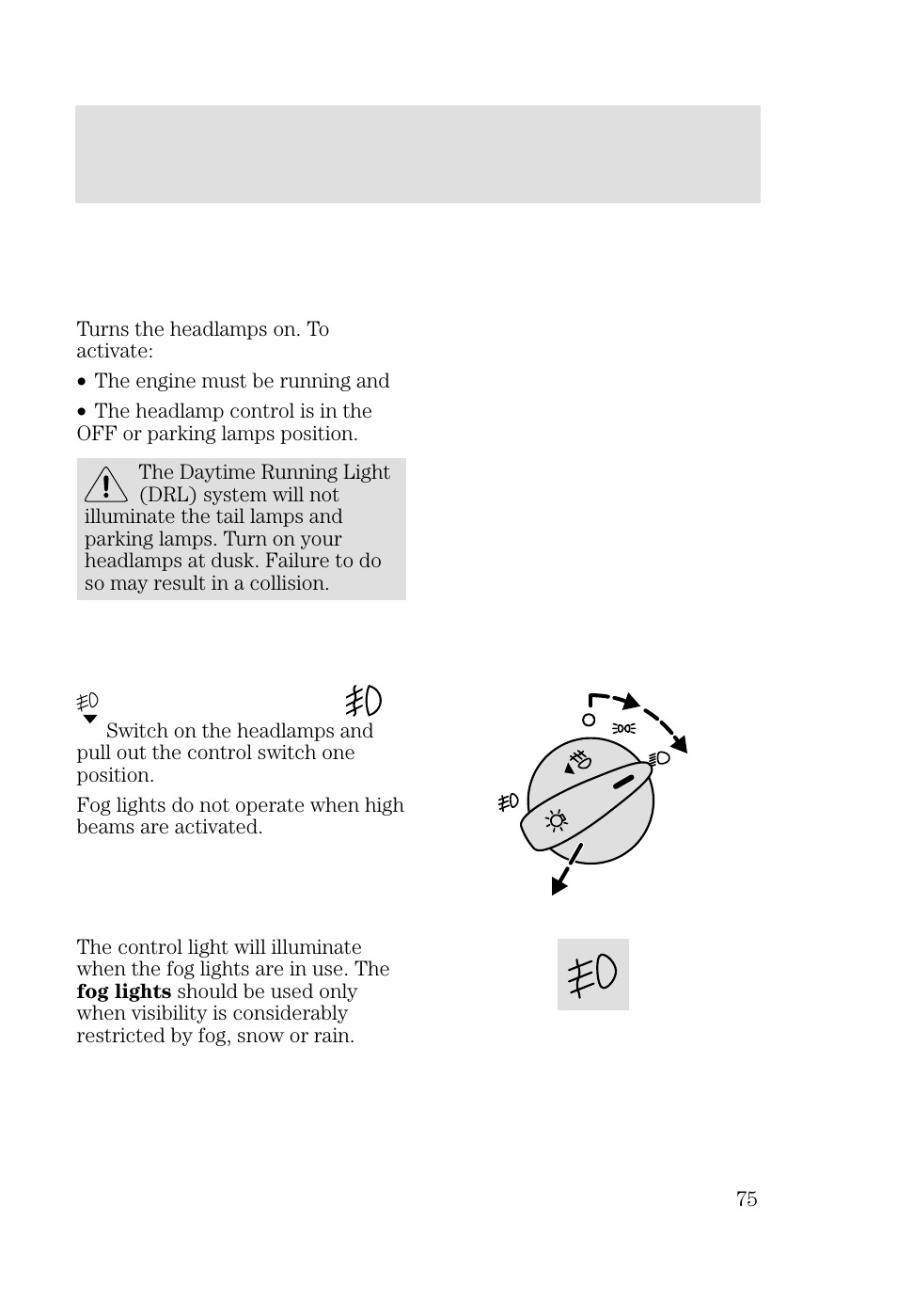 Lights | FORD 2002 Focus v.2 User Manual | Page 75 / 336