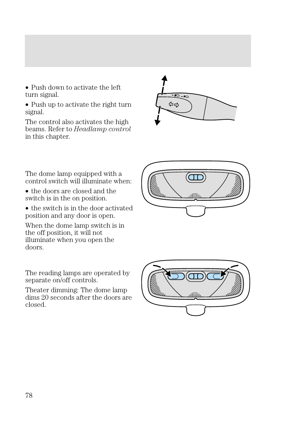 Lights | FORD 2002 Focus v.2 User Manual | Page 78 / 336